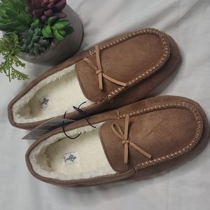 Sole Mates faux suede moccasin chestnut cognac size 8-9 NWT
